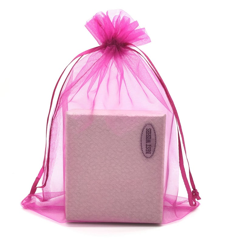 SUNGULF 100pcs Organza Pouch Bag Drawstring 6"x9" 16x22cm Strong Gift Candy Bag Jewelry Party Wedding Favor (Hot Pink) - Image 1